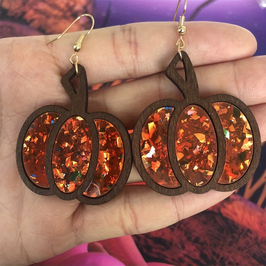 Big Pumpkin Wooden Earrings