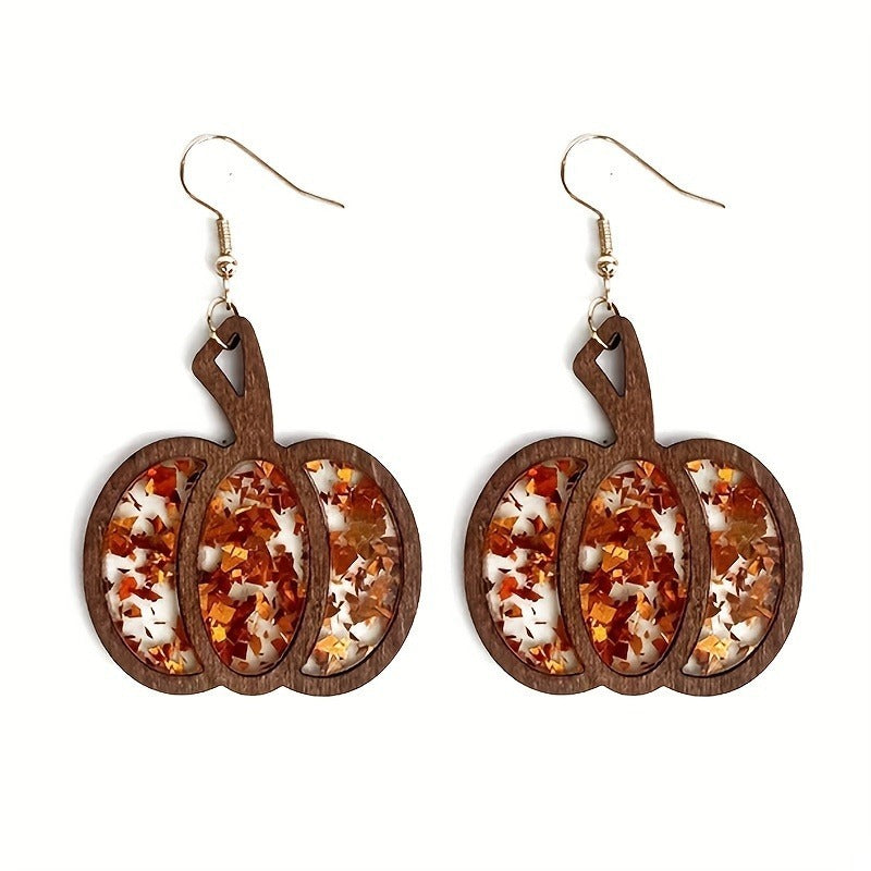 Big Pumpkin Wooden Earrings