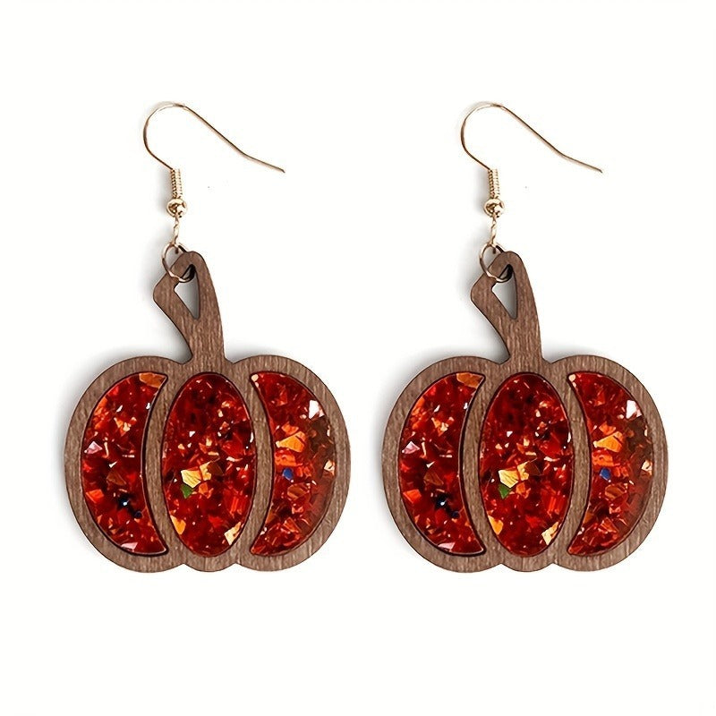 Big Pumpkin Wooden Earrings