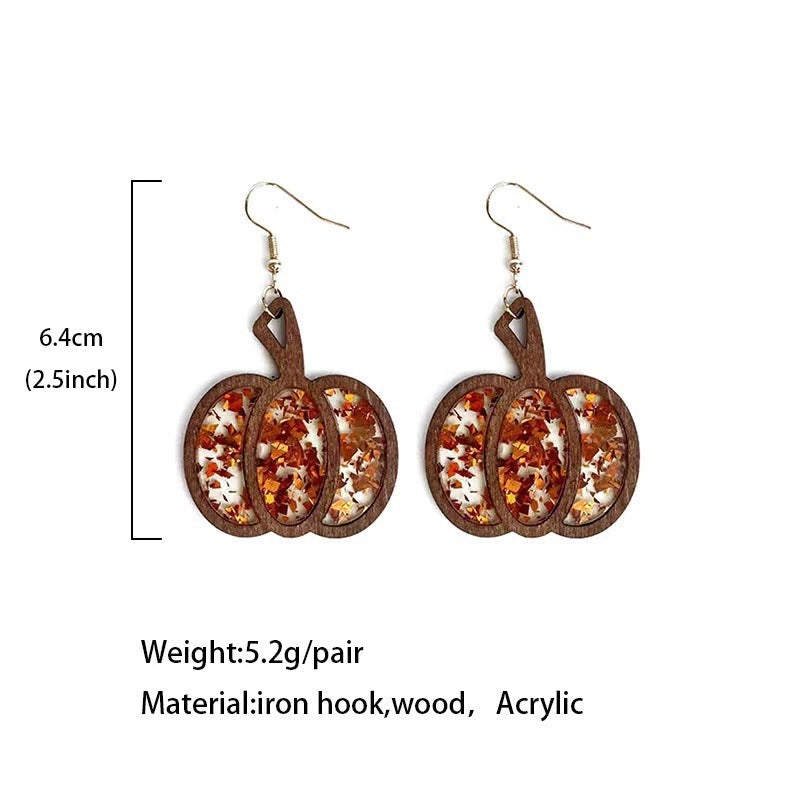 Big Pumpkin Wooden Earrings