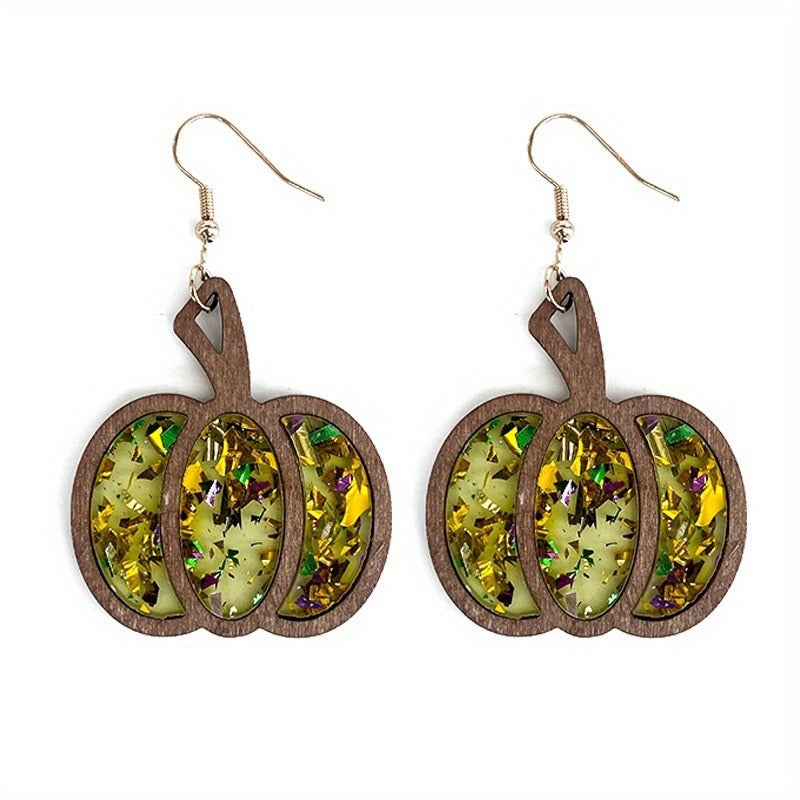 Big Pumpkin Wooden Earrings