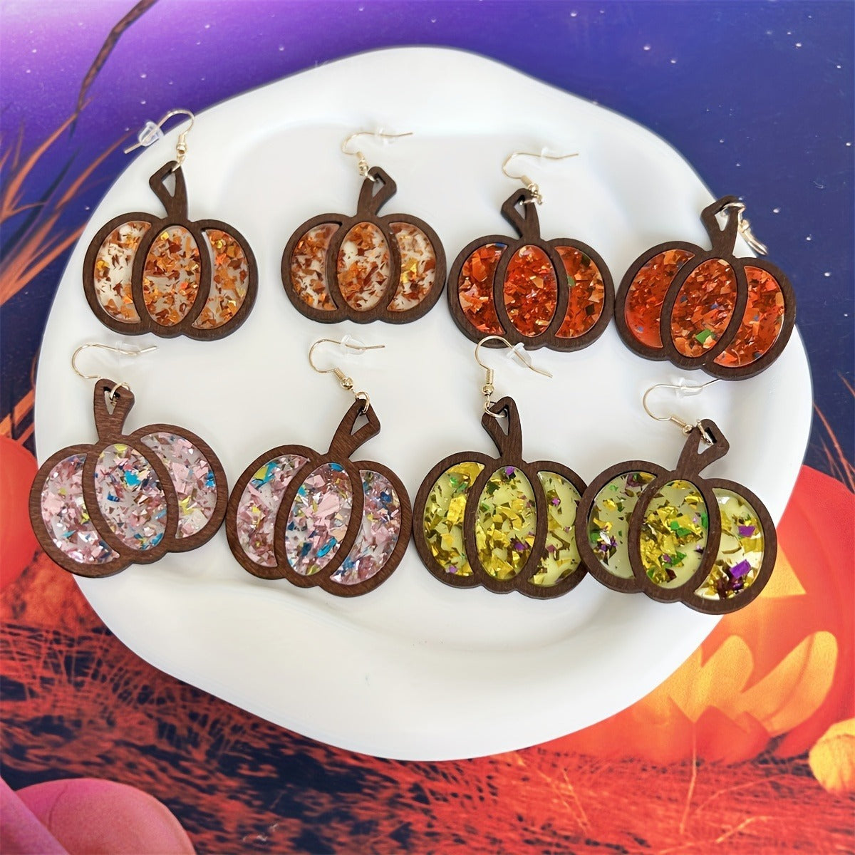 Big Pumpkin Wooden Earrings